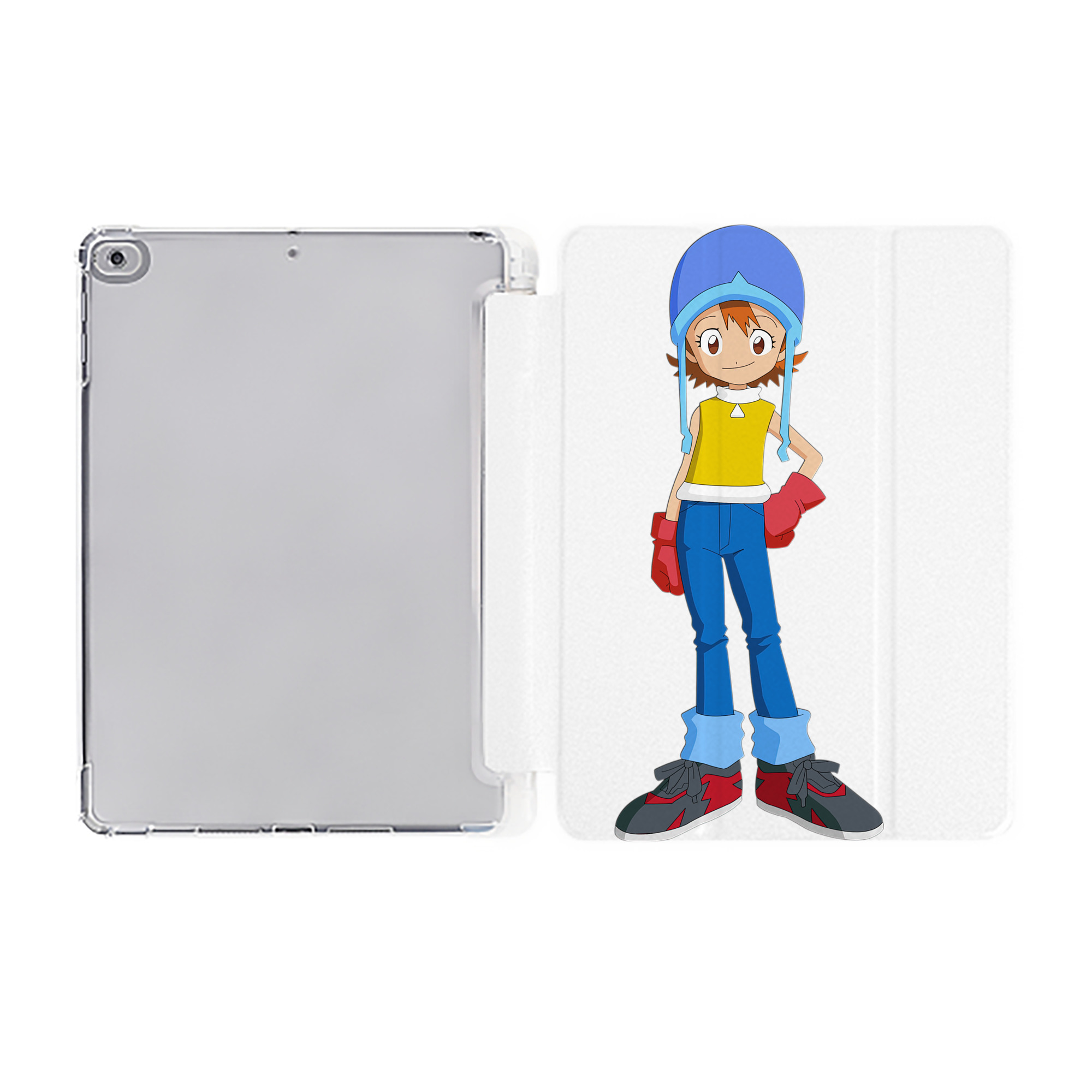 （画像用） Digimon デジタルモンスター/デジモン IPad ケース ペン収納付き 三つ折りスタンド PUレザー×シリコン 対応機種9.5/10.5/10.9インチ